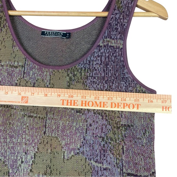 Peruvian Connection Dress Women Sz M Maxi Knit Purple Green Side Slit PimaCotton - Picture 11 of 12